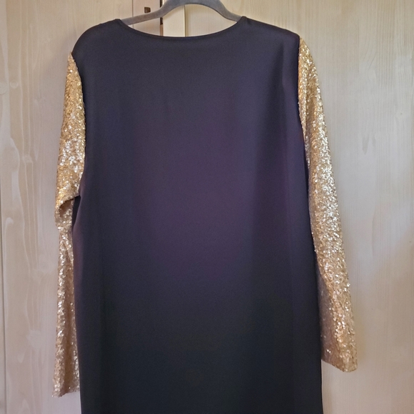 DKNYC Black Cocktail Dress Gold Sequins Size 16